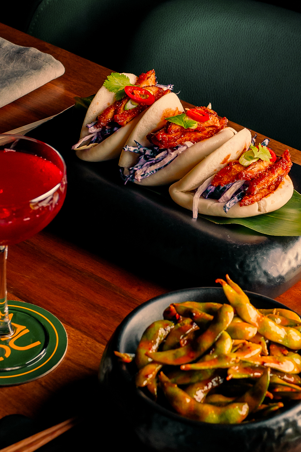 bao buns & edamame